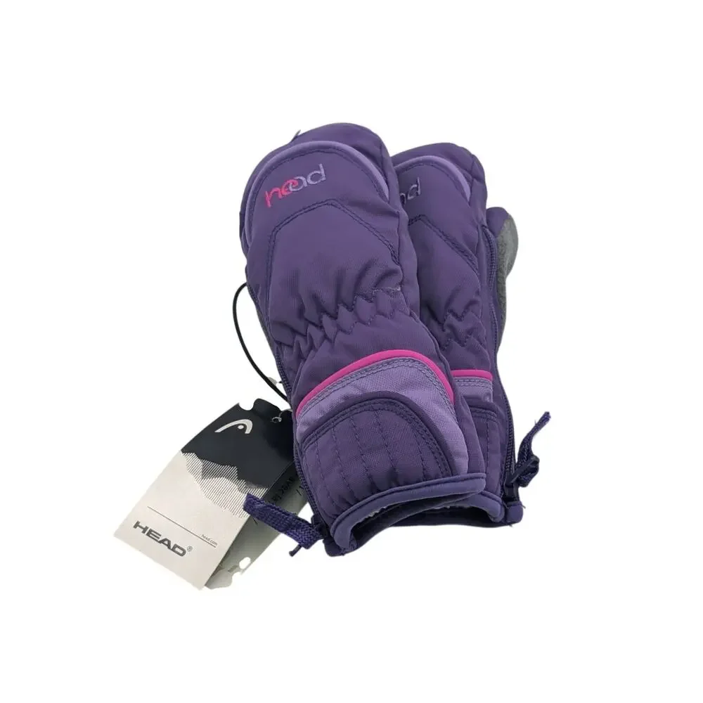 Head Youth Girls Size XXS (1-2) Warm Mittens Zip Up Gloves Purple/Violet New